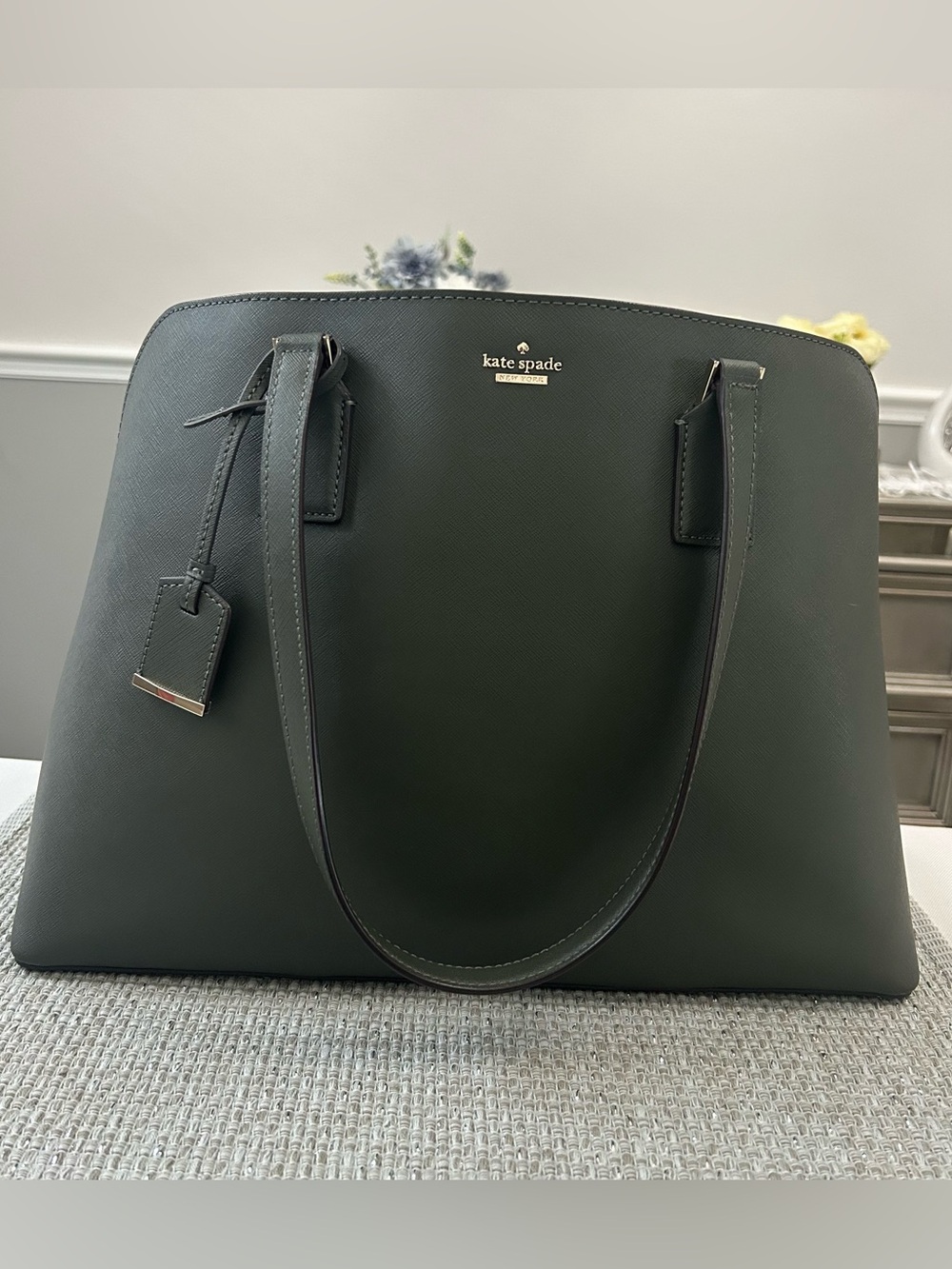 Kate Spade New York Cameron Street Marybeth Dark Green Tote & Laptop Sleeve Set